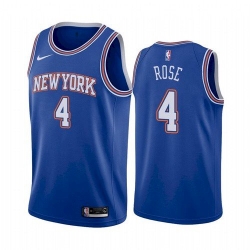 Men New York Knicks Derrick Rose 4 Statement Edition Blue Jersey