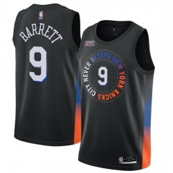 Men New York Knicks R J Barrett 9 Black 2021 City Edition NBA Jersey