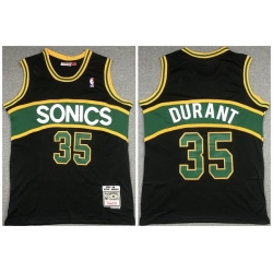 Men Seattle Supersonic 35 Kevin Durant Black 2007 08 Black Throwback SuperSonics Stitched Jersey