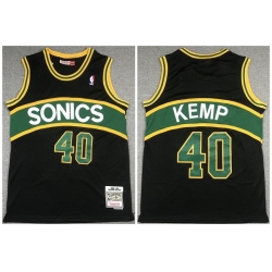 Men Seattle Supersonic 40 Shawn Kemp Black 1994 95 Throwback SuperSonics Stitched Jersey