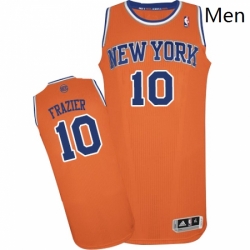 Mens Adidas New York Knicks 10 Walt Frazier Authentic Orange Alternate NBA Jersey