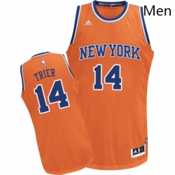 Mens Adidas New York Knicks 14 Allonzo Trier Swingman Orange Alternate NBA Jersey 