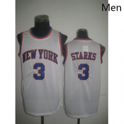 Mens Adidas New York Knicks 3 John Starks Authentic White Throwback NBA Jersey