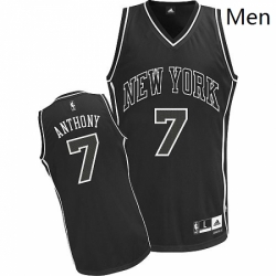 Mens Adidas New York Knicks 7 Carmelo Anthony Authentic Black Shadow NBA Jersey
