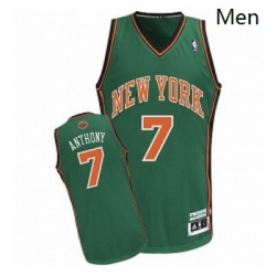 Mens Adidas New York Knicks 7 Carmelo Anthony Authentic Green NBA Jersey