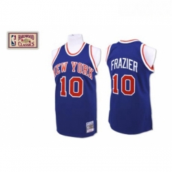 Mens Mitchell and Ness New York Knicks 10 Walt Frazier Authentic Royal Blue Throwback NBA Jersey