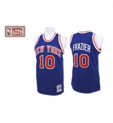 Mens Mitchell and Ness New York Knicks 10 Walt Frazier Swingman Royal Blue Throwback NBA Jersey