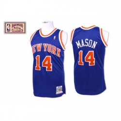 Mens Mitchell and Ness New York Knicks 14 Anthony Mason Authentic Royal Blue Throwback NBA Jersey
