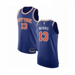 Mens New York Knicks 13 Marcus Morris Authentic Royal Blue Basketball Jersey Icon Edition 