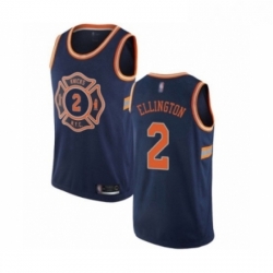 Mens New York Knicks 2 Wayne Ellington Authentic Navy Blue Basketball Jersey City Edition 