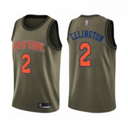 Mens New York Knicks 2 Wayne Ellington Swingman Green Salute to Service Basketball Jersey 