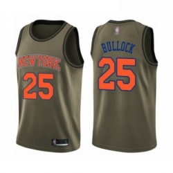 Mens New York Knicks 25 Reggie Bullock Swingman Green Salute to Service Basketball Jersey 