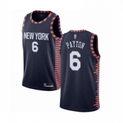 Mens New York Knicks 6 Elfrid Payton Authentic Navy Blue Basketball Jersey 2018 19 City Editi