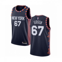 Mens New York Knicks 67 Taj Gibson Authentic Navy Blue Basketball Jersey 2018 19 City Edition 