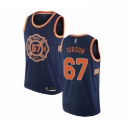 Mens New York Knicks 67 Taj Gibson Authentic Navy Blue Basketball Jersey City Edition 