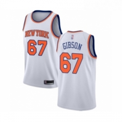 Mens New York Knicks 67 Taj Gibson Authentic White Basketball Jersey Association Edition 