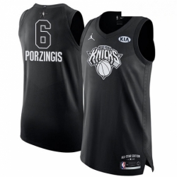 Mens Nike Jordan New York Knicks 6 Kristaps Porzingis Authentic Black 2018 All Star Game NBA Jersey 