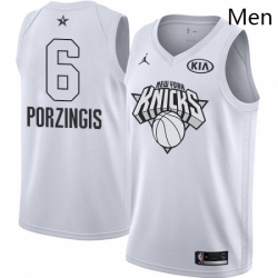 Mens Nike Jordan New York Knicks 6 Kristaps Porzingis Swingman White 2018 All Star Game NBA Jersey 