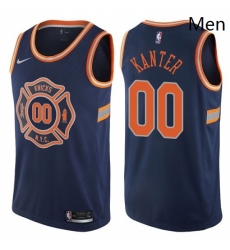 Mens Nike New York Knicks 00 Enes Kanter Authentic Navy Blue NBA Jersey City Edition 