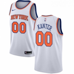 Mens Nike New York Knicks 00 Enes Kanter Swingman White NBA Jersey Association Edition 