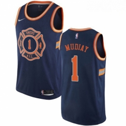 Mens Nike New York Knicks 1 Emmanuel Mudiay Swingman Navy Blue NBA Jersey City Edition 
