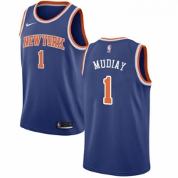 Mens Nike New York Knicks 1 Emmanuel Mudiay Swingman Royal Blue NBA Jersey Icon Edition 