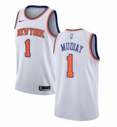Mens Nike New York Knicks 1 Emmanuel Mudiay Swingman White NBA Jersey Association Edition 