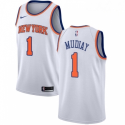 Mens Nike New York Knicks 1 Emmanuel Mudiay Swingman White NBA Jersey Association Edition 