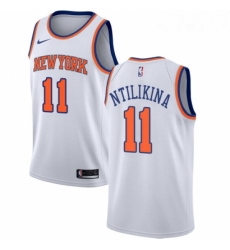 Mens Nike New York Knicks 11 Frank Ntilikina Authentic White NBA Jersey Association Edition 