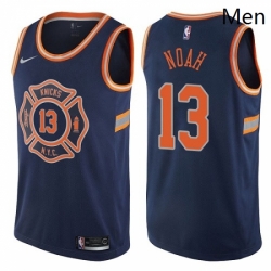 Mens Nike New York Knicks 13 Joakim Noah Authentic Navy Blue NBA Jersey City Edition
