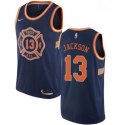 Mens Nike New York Knicks 13 Mark Jackson Authentic Navy Blue NBA Jersey City Edition