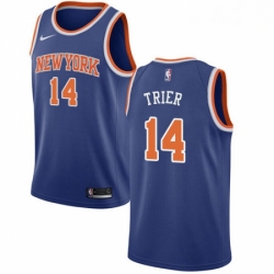 Mens Nike New York Knicks 14 Allonzo Trier Swingman Royal Blue NBA Jersey Icon Edition 