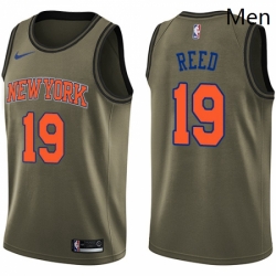 Mens Nike New York Knicks 19 Willis Reed Swingman Green Salute to Service NBA Jersey