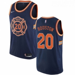 Mens Nike New York Knicks 20 Allan Houston Authentic Navy Blue NBA Jersey City Edition