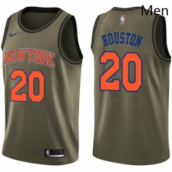 Mens Nike New York Knicks 20 Allan Houston Swingman Green Salute to Service NBA Jersey