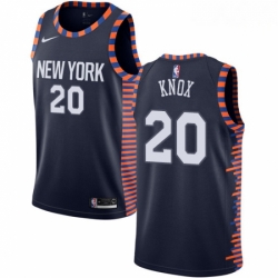 Mens Nike New York Knicks 20 Kevin Knox Swingman Navy Blue NBA Jersey 2018 19 City Edition 