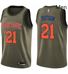 Mens Nike New York Knicks 21 Damyean Dotson Swingman Green Salute to Service NBA Jersey 
