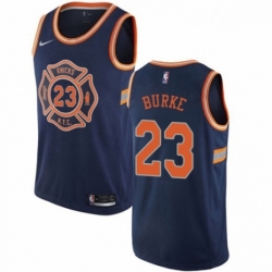 Mens Nike New York Knicks 23 Trey Burke Authentic Navy Blue NBA Jersey City Edition 