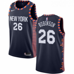 Mens Nike New York Knicks 26 Mitchell Robinson Swingman Navy Blue NBA Jersey 2018 19 City Edition 