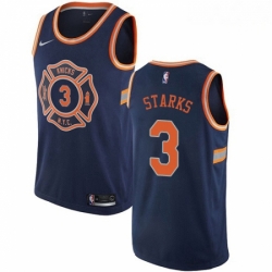 Mens Nike New York Knicks 3 John Starks Authentic Navy Blue NBA Jersey City Edition