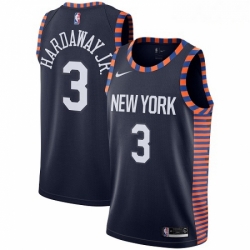 Mens Nike New York Knicks 3 Tim Hardaway Jr Swingman Navy Blue NBA Jersey 2018 19 City Edition 