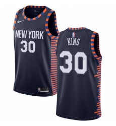 Mens Nike New York Knicks 30 Bernard King Swingman Navy Blue NBA Jersey 2018 19 City Edition