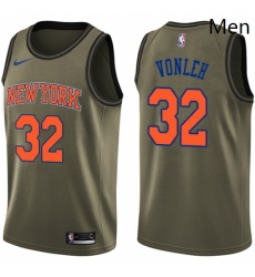 Mens Nike New York Knicks 32 Noah Vonleh Swingman Green Salute to Service NBA Jersey 
