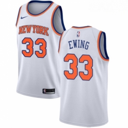 Mens Nike New York Knicks 33 Patrick Ewing Authentic White NBA Jersey Association Edition