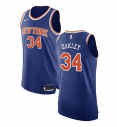 Mens Nike New York Knicks 34 Charles Oakley Authentic Royal Blue NBA Jersey Icon Edition