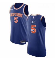 Mens Nike New York Knicks 5 Courtney Lee Authentic Royal Blue NBA Jersey Icon Edition