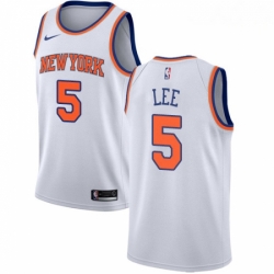 Mens Nike New York Knicks 5 Courtney Lee Authentic White NBA Jersey Association Edition