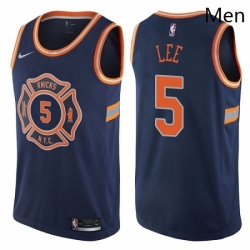 Mens Nike New York Knicks 5 Courtney Lee Swingman Navy Blue NBA Jersey City Edition