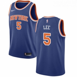 Mens Nike New York Knicks 5 Courtney Lee Swingman Royal Blue NBA Jersey Icon Edition