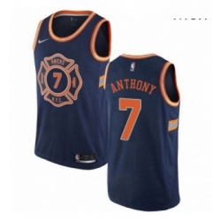 Mens Nike New York Knicks 7 Carmelo Anthony Authentic Navy Blue NBA Jersey City Edition